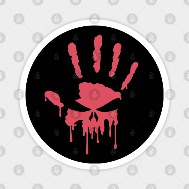 Bloody Skull Hand Print Magnet by BoneheadGraphix